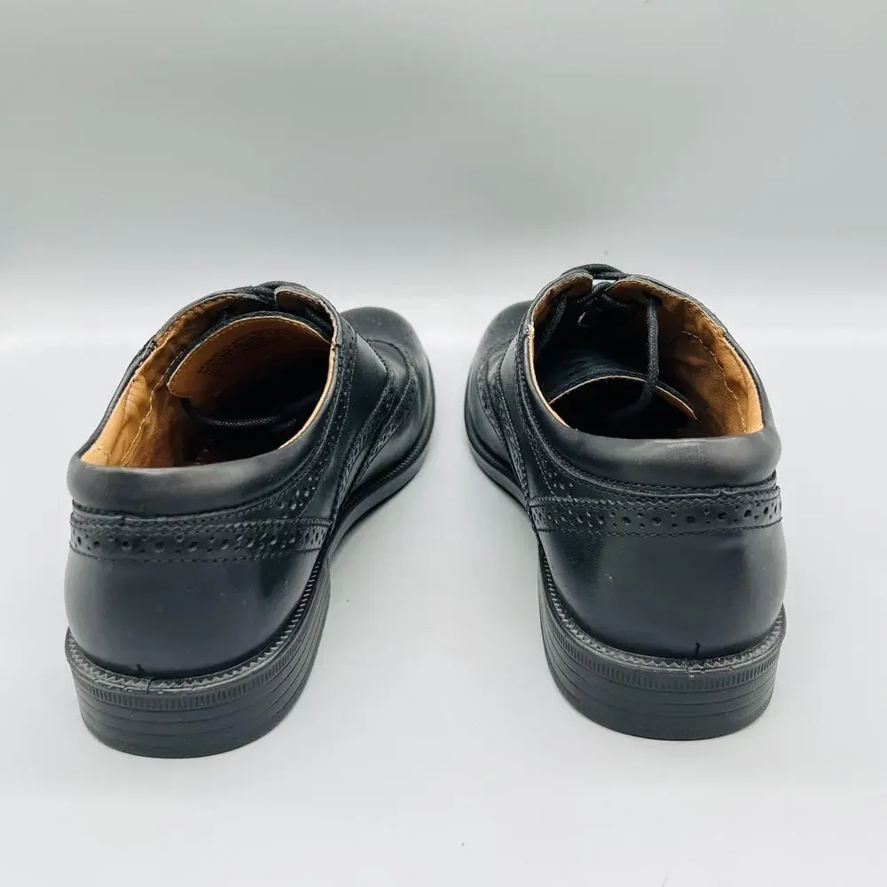 GH Bass & Co Shoes Mens 8.5 Black Leather Flex Step Wingtip Oxford Dress Brogue